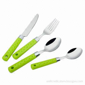 Good-quality stainless steel cutlery with plastic handle
